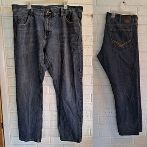 Clayton distressed dark wash blue jeans 42x32